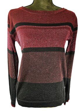 ✨Like New✨ Venus Long-Sleeved Striped Shimmer Lightweight Sweater, Size XS